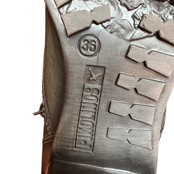 PIKOLINOS US 6 Le Mans Lace-Up Green Leather Ankle Boots Block Witchy Grannycore - Picture 9 of 9